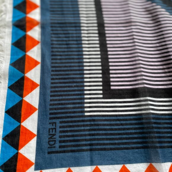 Fendi Cotton Geometric Scarf 41" x 40" - Picture 13 of 14